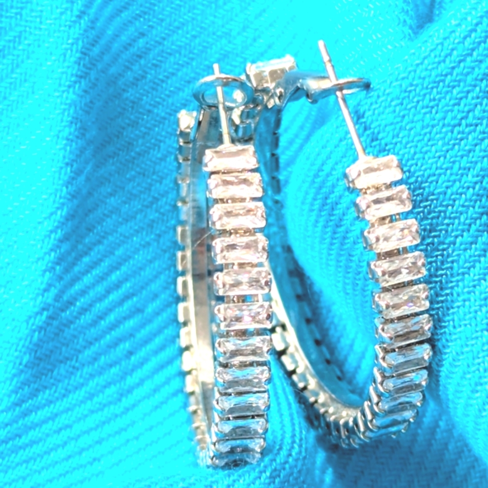 Elegant Silver Tone Hoop Earrings